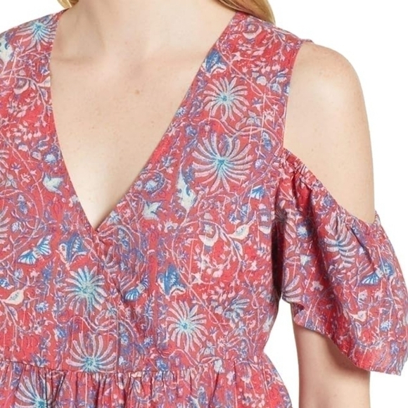 Lucky brand Cold Shoulder Blouse Size 2X Bohemian Cottagecore Feminine Career - Picture 4 of 11